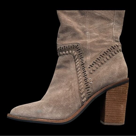 Brown Suede Boots Quiet Luzury Sz 9 n Knee‑High Block Heel Boho Chic Equestrian - Picture 5 of 16